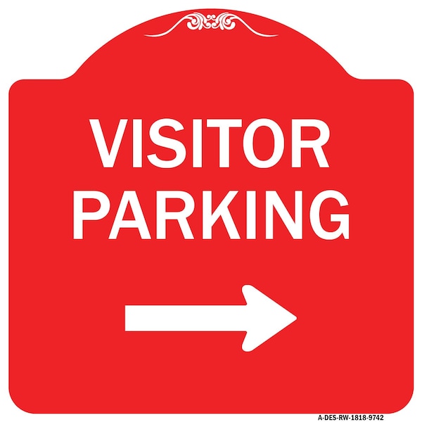 Visitor Parking With Right Arrow Heavy-Gauge Aluminum Architectural Sign, 18" x 18", RW-1818-9742